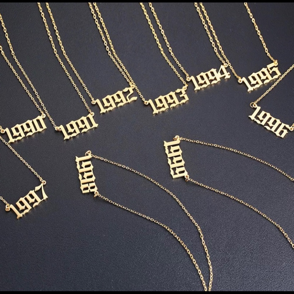 18k Gold Plated Stainless Steel Birthyear Pendant